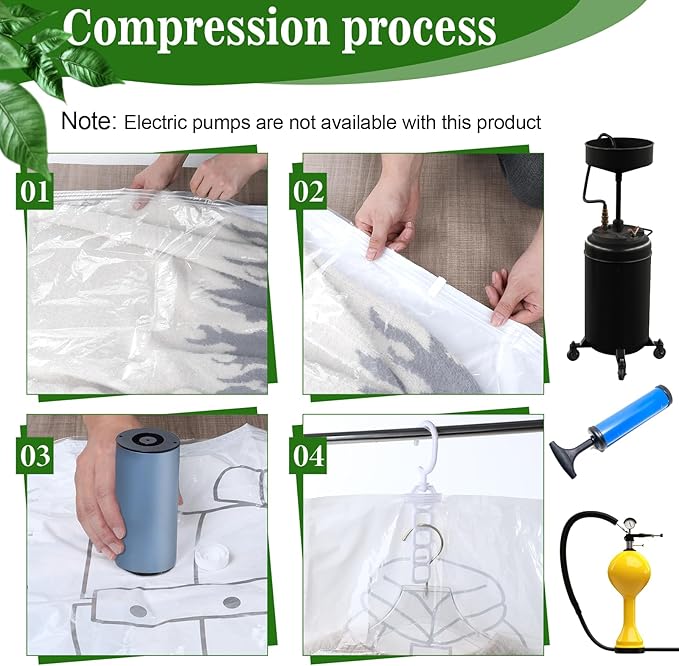 6 Pack Clear Hanging Vacuum Storage Bag