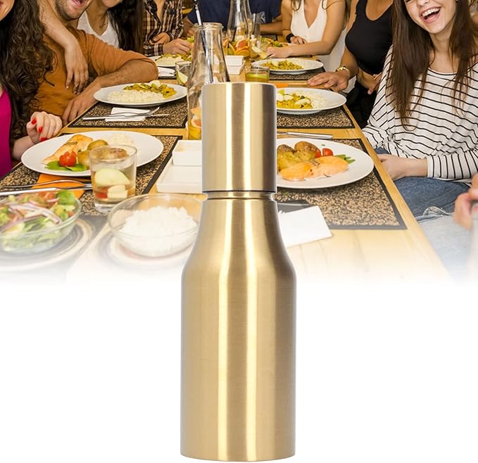Atyhao Stainless Steel Oil Dispenser, Leak Proof Kitchen Olive Oil Decanter Stainless Steel 500ML for Restaurants for Parties for Homes(gold)