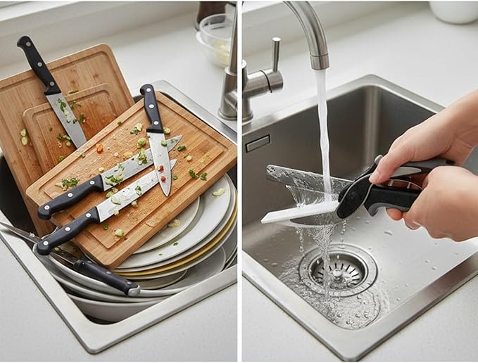 Professional 2-in-1 Kitchen Smart Cutter – Stainless Steel Vegetable Scissors & Food Chopper with Built-in Cutting Board – Multi-Function Slicer for Fruits, Veggies, Cheese, and Meat