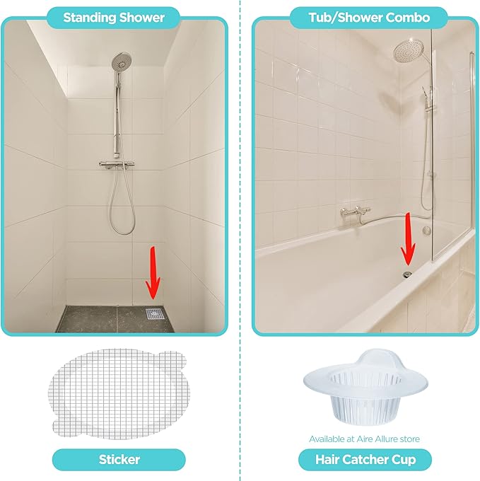 25 Pack Disposable Shower Drain Hair Catcher Mesh Stickers - Peel & Stick Drain Strainers to Prevent Clogs, Strong Waterproof Adhesive