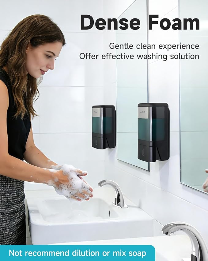 AIKE Wall Mount Foaming Soap Dispenser for Commercial Bathrooms,40 oz Large Capacity AK1007F,Black