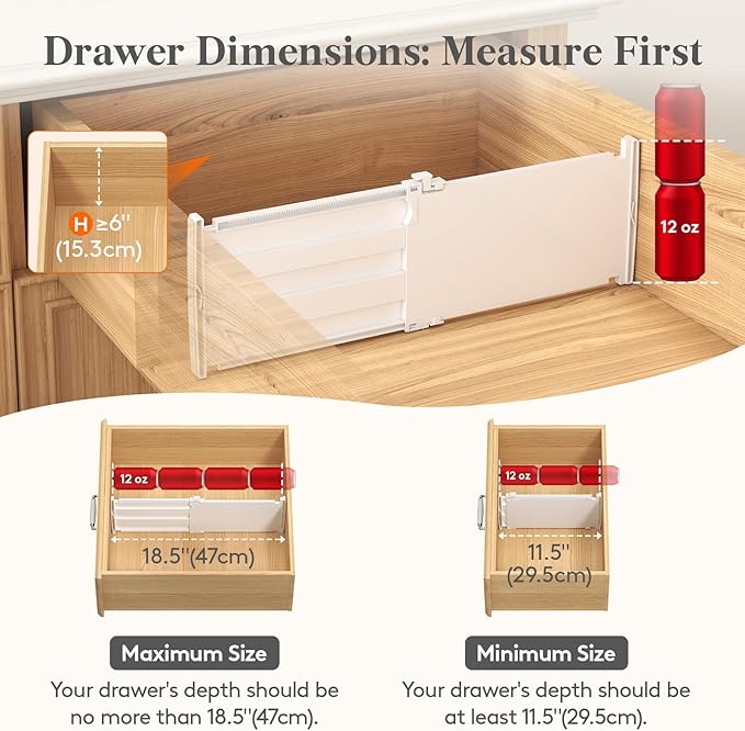 6" Tall 5 Pack Drawer Dividers