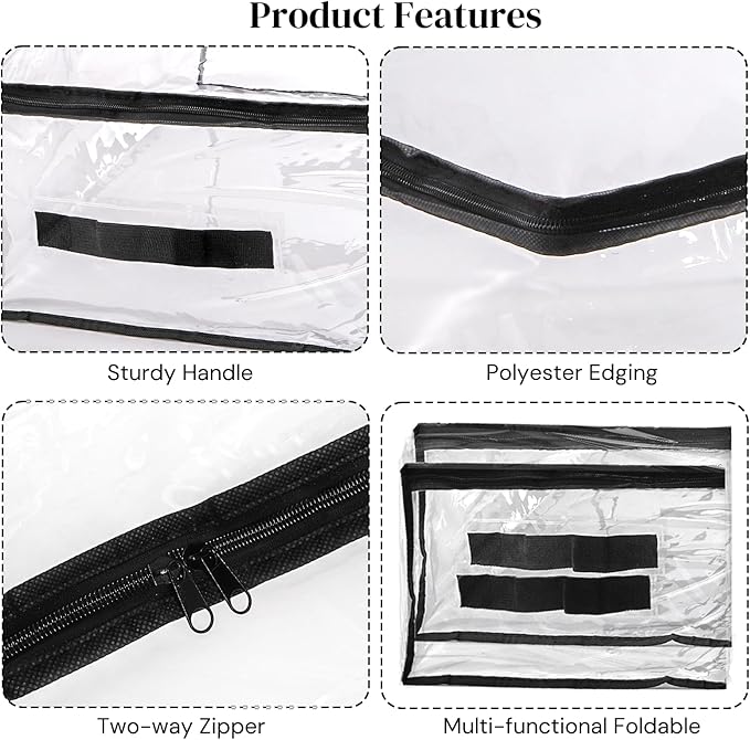 ZOOFOX 6 Pack Blanket Storage Bags, Clear Zippered Storage Bags for Clothes, Vinyl Moving Bag for Comforter, Blanket, Bedding, Toys, Clothing, 19.5 x 14 x 8 Inch