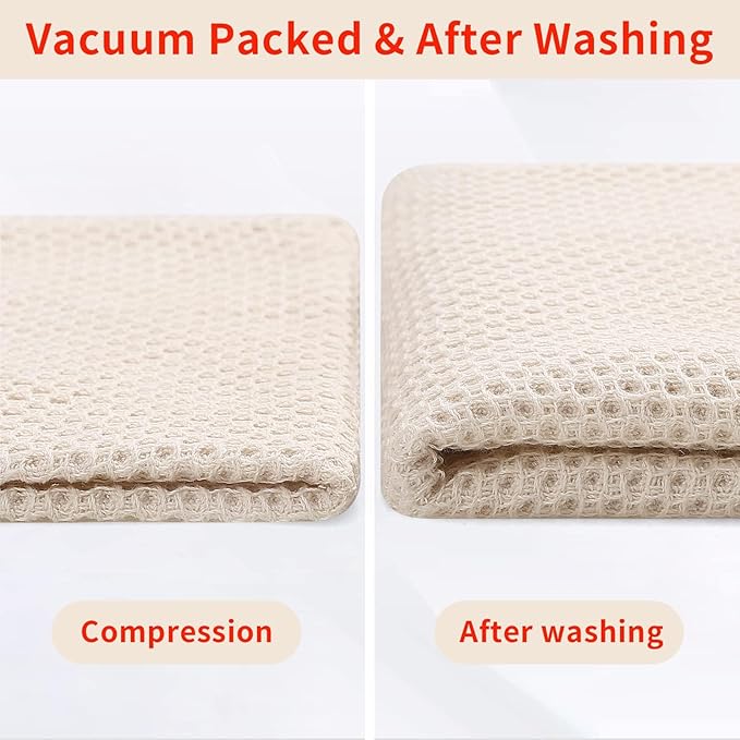Homaxy 100% Cotton Waffle Weave Kitchen Dish Towels, Ultra Soft Absorbent Quick Drying Cleaning Towel, 20x28 Inches, 6-Pack, Beige