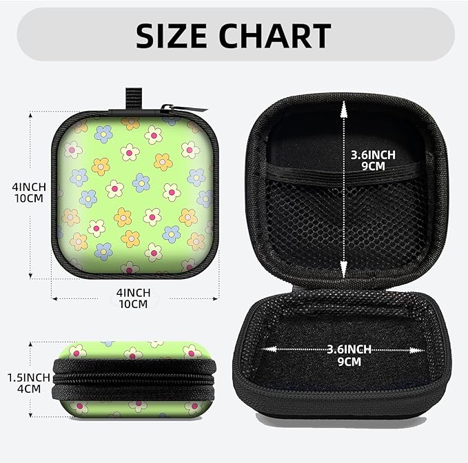 Square Data Cable Earbud Charger Coin Storage Bag Shockproof and Drop-Proof EVA Material Compatible with AirPod(Cute Flowers)
