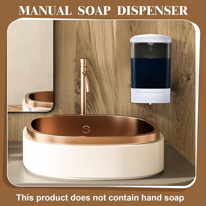 Hushee Manual Hand Soap Dispenser Plastic Wall Mounted Commercial Soap Dispenser for Liquid Containers Kitchen Hotel Restaurant Bathroom Shower Shampoo Gel, Black, 33.8oz/1000ml (8)