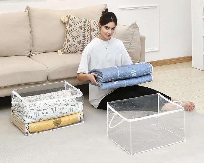 10 PCS Clear Zippered Storage Bags with Handle, Towel-20 * 16 * 12
