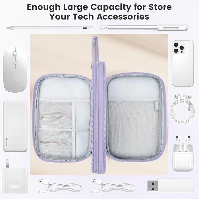 Skycase Tech Pouch - Lightweight Electronics Organizer Travel Case - Double Layers Cable Organizer - All-in-One Storage Bag for Charger, Cord, Phone, Flash Drive, Essentials