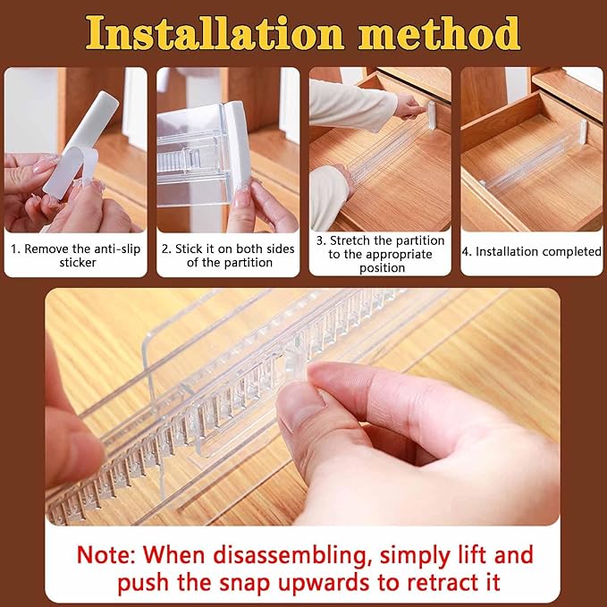 8 Pcs Drawer Dividers for Clothes, 8, white‌