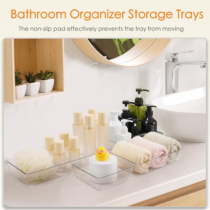 Drawer Organizer, 18 Pack Large Clear Plastic Kitchen Drawer Organizers Set