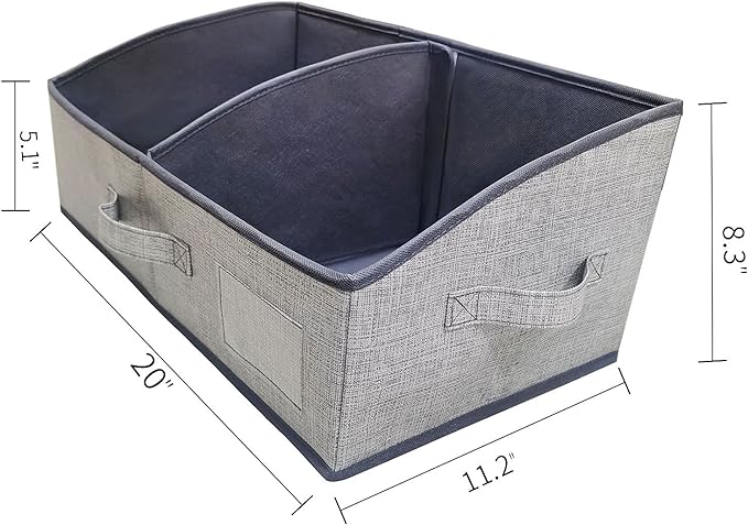 3 Packs Closet Storage Bins - Trapezoid Large Storage Box - Foldable Fabric Baskets for Organizing Clothes - Baby Toiletry, Toys, Towel, DVD, Book (Dark Grey, 20 x 11.2 x 8.3 inches)