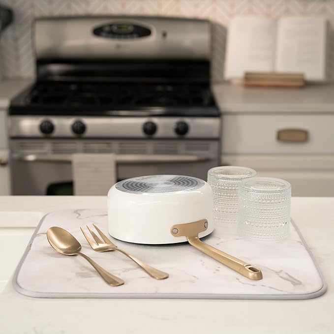 INC. Dish Drying Mat, 16” x 18”, Grey Stone