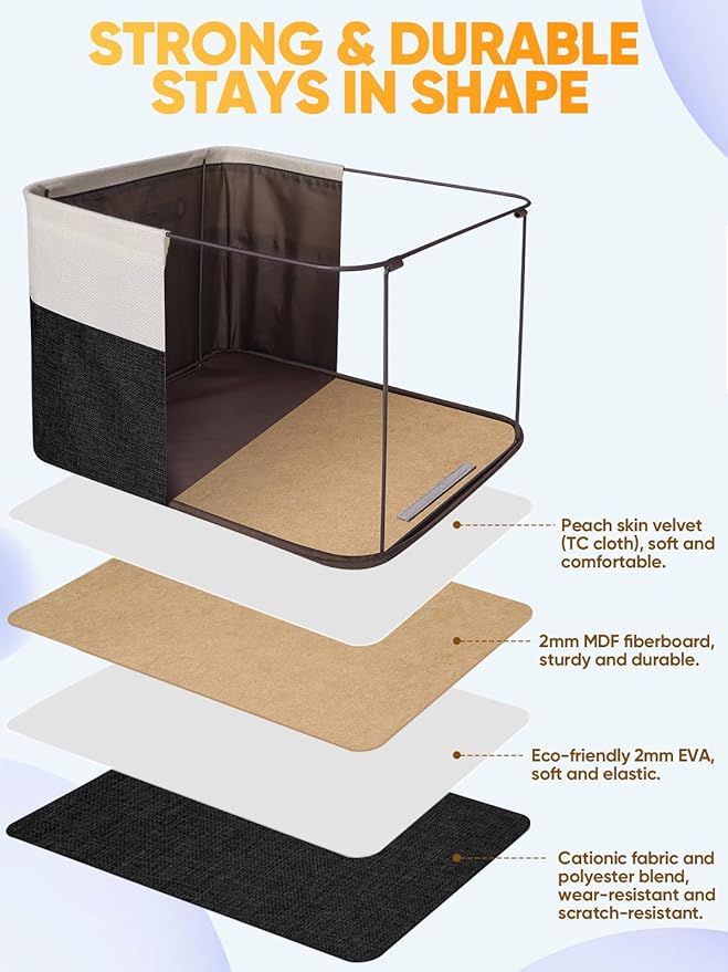 2 Pack Fabric Closet Storage Bins for Shelves, Black, 14''x10''x8.5''