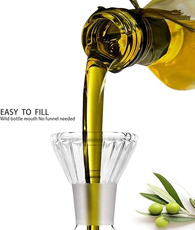 HAIZEEN 5 oz Glass Oil Dispenser Bottle,No Funnel Needed Cruet Decanter