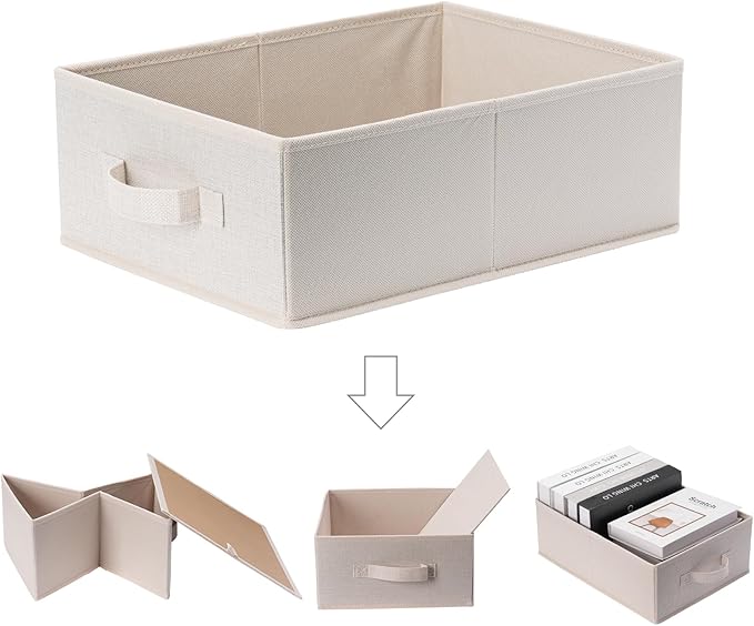 Clothings Collapsible Storage Bins, Flaxen, 15.4x11.4x5.5inch