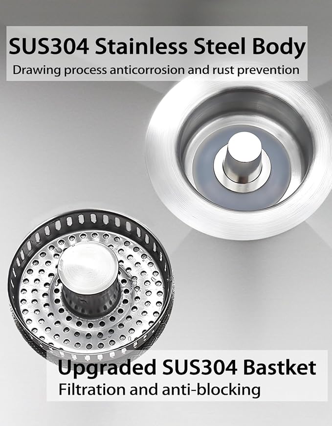 2 Pack Stainless Steel Sink Strainer - 3-1/2" Drain Combo