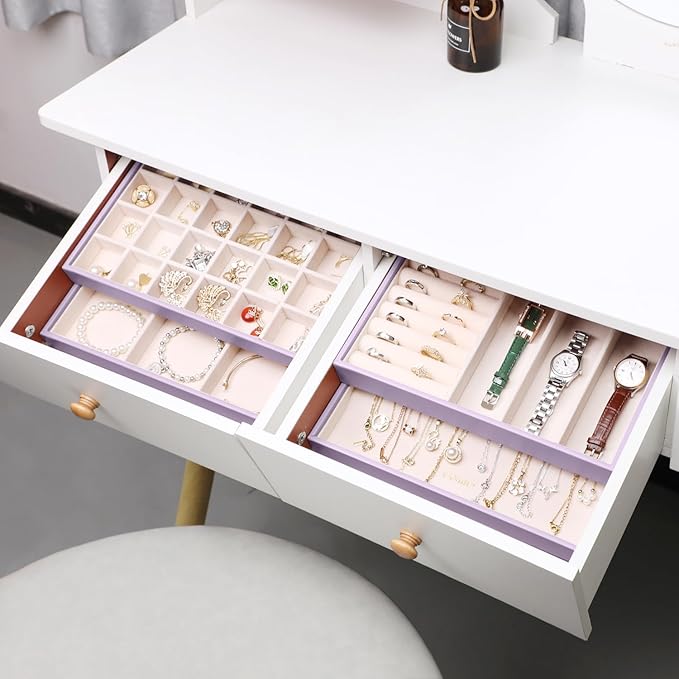 Stackable Jewelry Organizer Trays 4 Set, Lavender