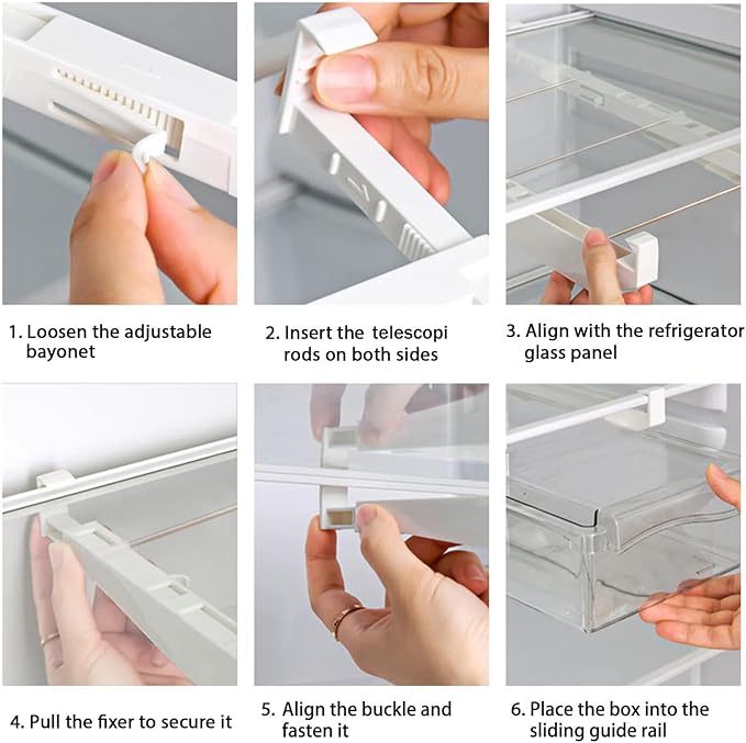 2 Pack Fridge Drawer Organizer Egg Holder For Refrigerator Pull Out