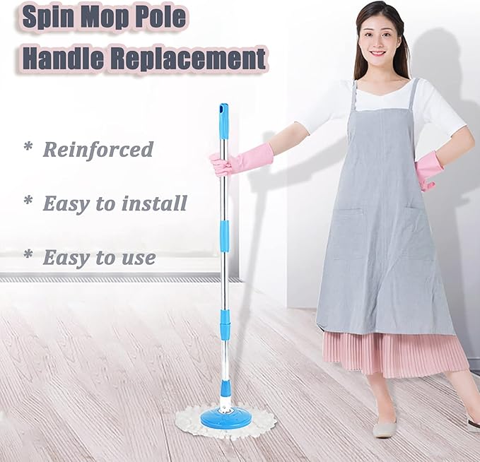 Spin Mop Pole Handle Replacement, Home 360 Degrees Rotating Telescopic Replacement Handle Cleaning Tool Accessories Enhanced Thickened Version for Cleaning Home Office (Blue)