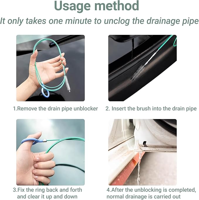 Auto Sunroof Drain Cleaning Tool, 118 Inch Flexible Tube Cleaning Brush, Flexible Drain Brush Extra Long Pipe Cleaners, Dredging Tool for Car Sunroof, Sewers, Windshield Wiper Hole