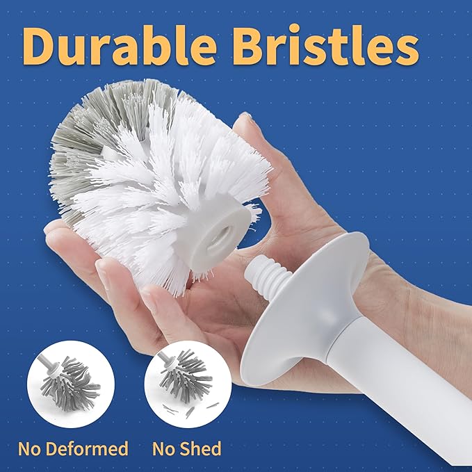 BOOMJOY Toilet Bowl Brush and Holder, 2 Pack Toilet Brush and Holder Set with Dense Bristles for Bathroom Deep Cleaning, Household Cleaning Accessories, Easy to Assemble, Clear