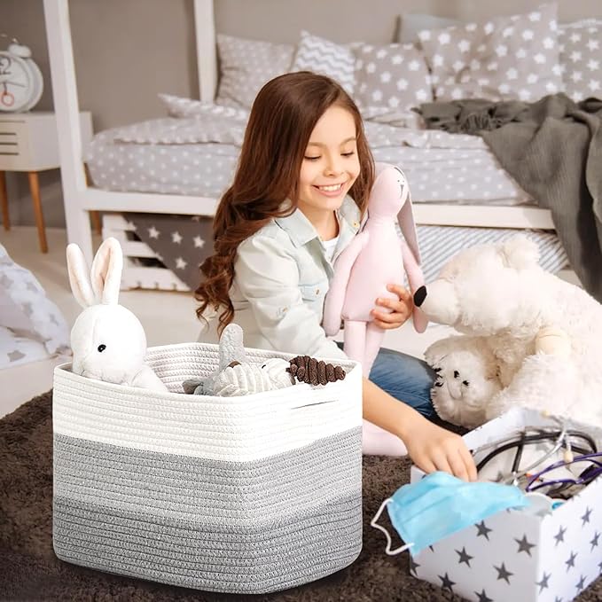 Storage Baskets for Organizing Shelves, Gradient Grey