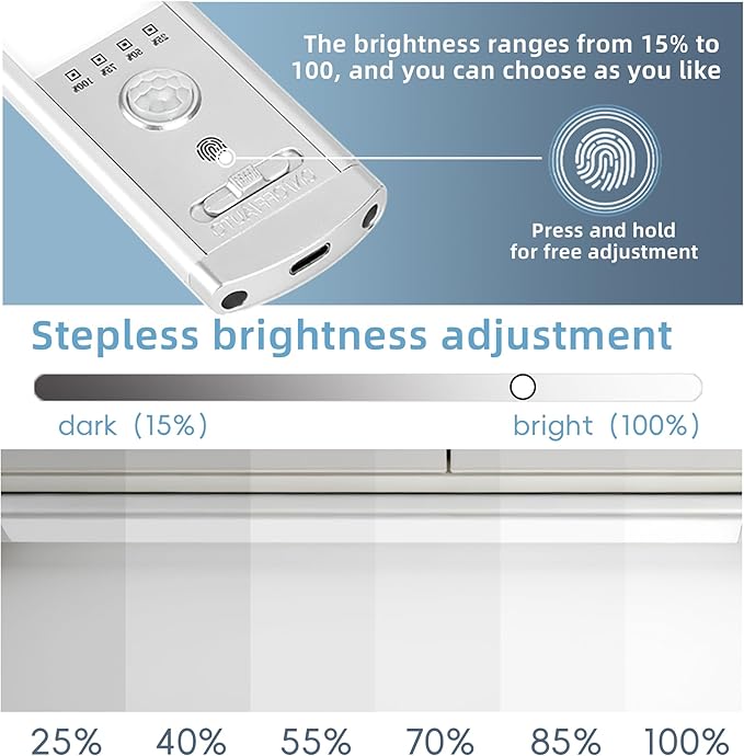 4-Pack Under Cabinet Lights, 1500mAh Rechargeable 52-LED Motion Sensor Light, 10-inch Wireless Magnetic Stick-On Closet Lights, Stepless Dimmable Night Light for Kitchen, Pantry, Wardrobe
