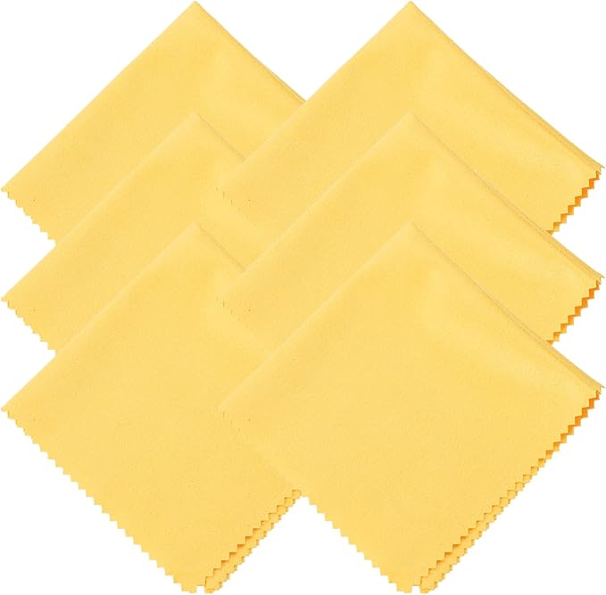 uxcell 6 Pcs Microfiber Cleaning Cloth for Glasses, 11.8 x 11.8 Inch Eyeglass Cleaning Cloth, Glasses Cleaner Wipes for Electronics Lenses Screens Cameras Cell Phones, Yellow