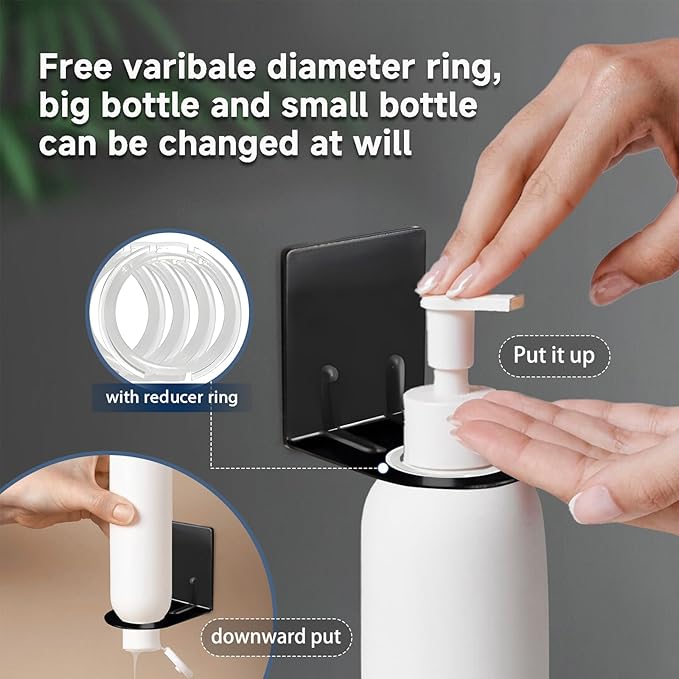 LEFTSTARER 4Pcs Adhesive Soap Dispenser Wall Mount Bottle Holder, Shampoo Holder for Shower Wall, Shampoo Dispenser Holder for Bathroom Kitchen Toilet (4pcs Silver)