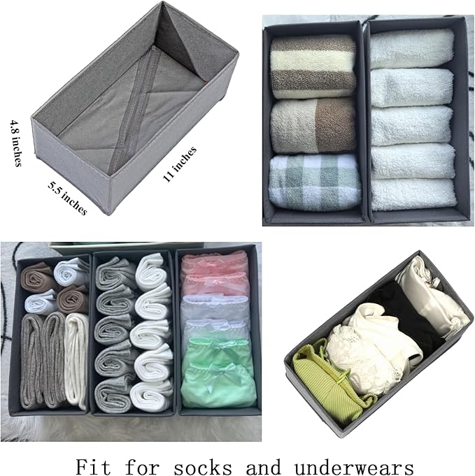 Sock Drawer Organizer 3 Pack, Gray