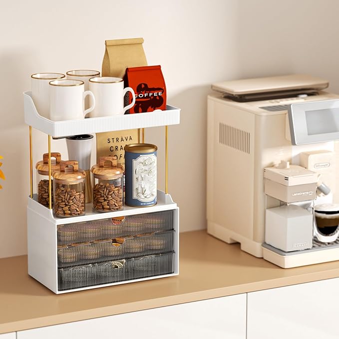 Strong 3 Drawers Bathroom Counter Organizer, 5 Tier Makeup Organizer
