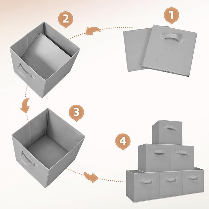 STORAGE MANIAC Storage Cubes, 11 Inch Collapsible Storage Bins with Handles, 4 Pack Fabric Foldable Bins for Organization