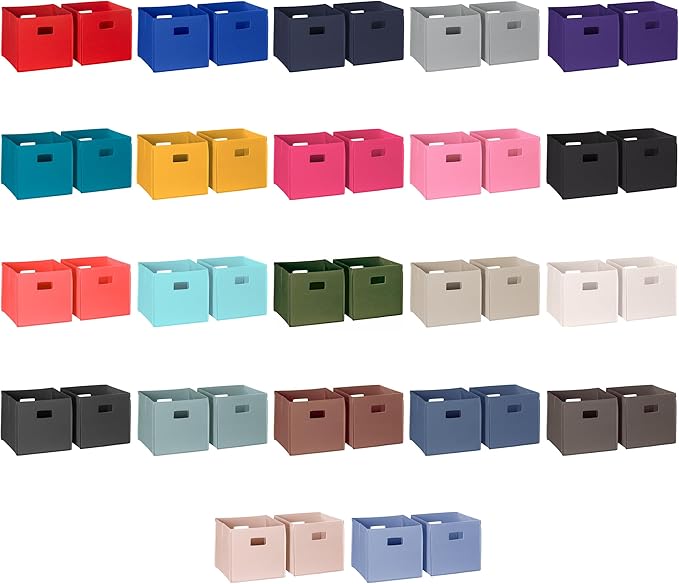 Folding Storage Bins with Handles Blue Cube Storage Organizer for Closet