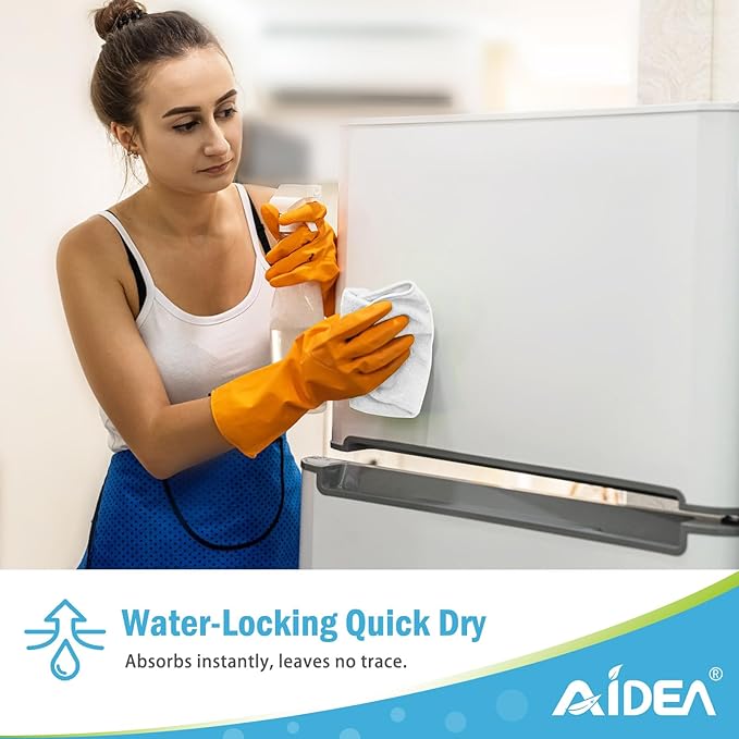AIDEA Microfiber Cleaning Cloth-12PK, Soft Microfiber Towels for Cars, Absorbent Cleaning Rags, Lint-Free Streak-Free Wash Cloths for House, Kitchen, Window(12in.x12in), White