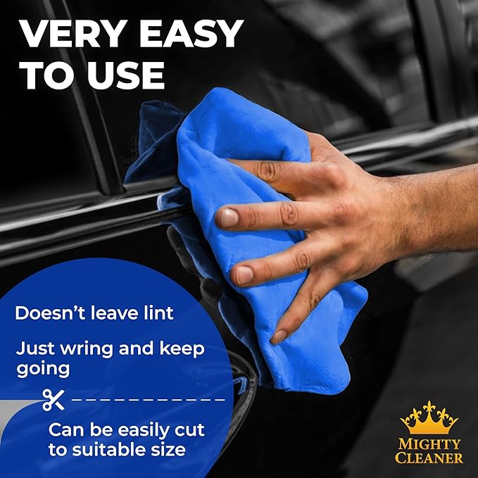 Premium XL Shammy Towel for Car - (34”x25”) - Super Absorbent Chamois Cloth - Spots and Scratch-Free - Reusable Car Drying Towels