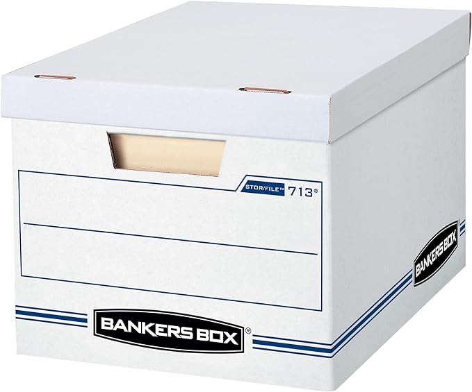 Bankers Box 12 Pack Standard Duty File Storage Boxes, Standard Assembly, Removable Lid, Letter/Legal (0071301)
