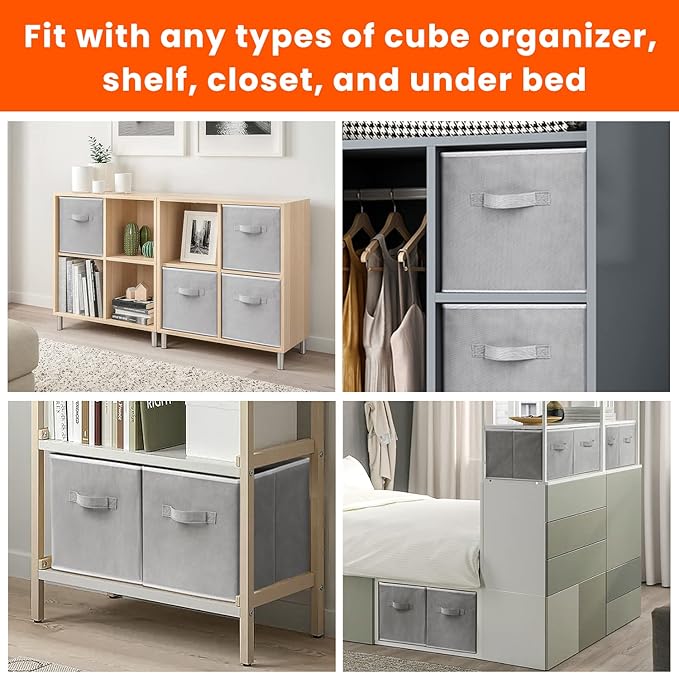 Criusia Large Storage Cubes - 13 Inch Heavy Duty Fabric Storage Bins for Shelves Closet, Cube Organizer