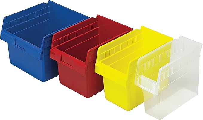 Quantum Storage QSB106 Hanging Plastic Shelf Bin Storage Containers - 23-5/8" x 6-5/8" x 4" - 8 Pack