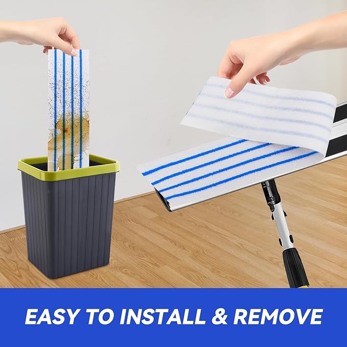 Replacement Disposable Microfiber Pad Fit for Rubbermaid Quick Connect Mop System - 30 Pack Wet & Dry Commercial Cleaning Refills with Scrubbing/Scouring Stripes Fit for Any Flat System 17 and 18 Inch
