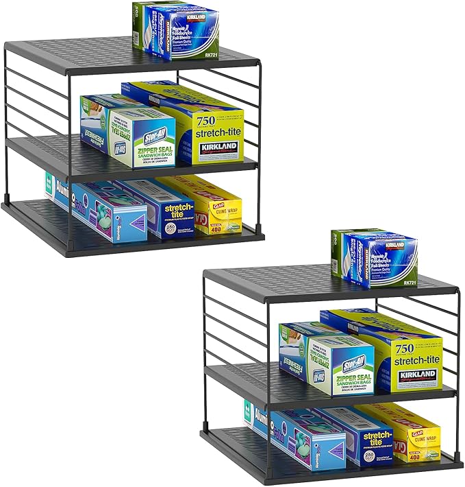 Adjustable Pantry Organizers and Storage, Steel Wire & Plastic Saran Wrap Holder
