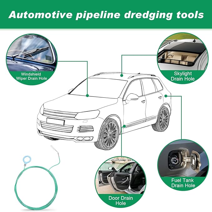 Auto Sunroof Drain Cleaning Tool,197Inch Long Pipe Cleaner for Car