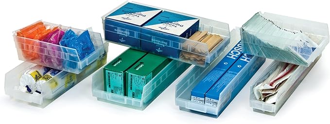 Quantum Storage QSB106 Hanging Plastic Shelf Bin Storage Containers - 23-5/8" x 6-5/8" x 4" - 8 Pack