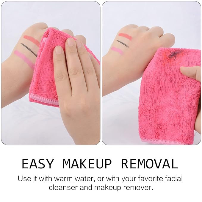 SINLAND Microfiber Facial Cloths Fast Drying Washcloth 12inch x 12inch Absorbent Face Wash Cloth Soft Makeup Remover Cloths Dark Pink 1 Count (Pack of 10)
