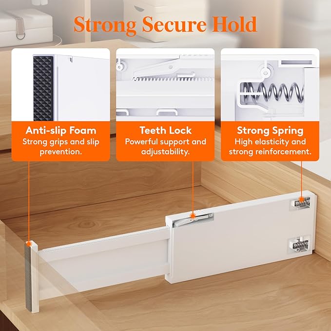 18 Pack Drawer Dividers 4" High 28-43.5cm/11-17" Adjustable Drawer Organizer