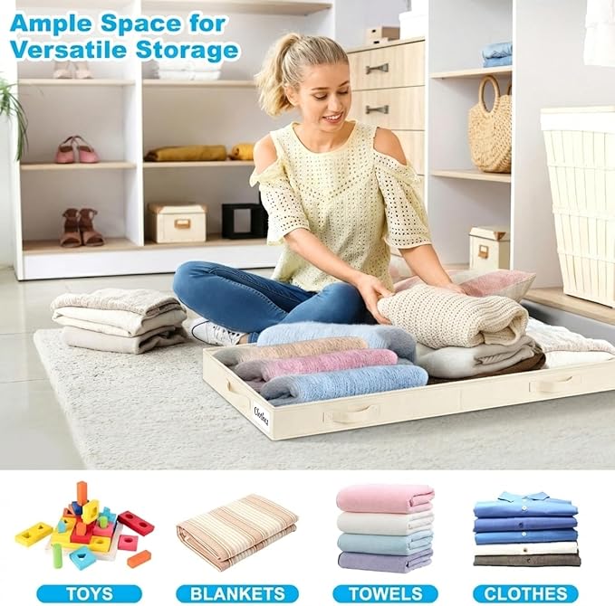 4 Inch Low Profile Under Bed Storage Drawer 2 Pack, Lightweight Underbed Clothes Storage Container Bins With NO STURCTURE