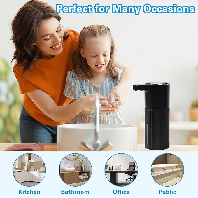 Automatic Foaming Soap Dispenser, 13.52oz/400ml Rechargeable Touchless Smart Foam Soap Dispenser, Hand Dish Soap Dispensers for Bathroom & Kitchen - Wall Mounted, 4 Adjustable Level, IPX5 Waterproof