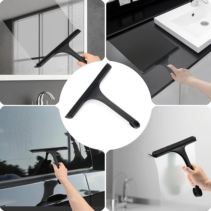 10.7“ Wide All-Purpose Shower Squeegee for Glass Doors, Squeegee for Shower Glass with Hook, Window Squeegee for Home, Small Squeegee for Shower