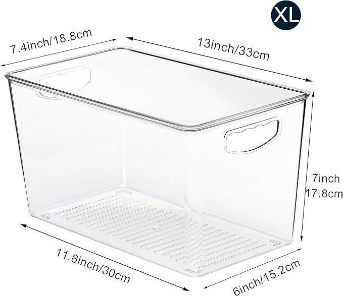 theaoo Clear Storage Bins with Lids Stackable - XLarge Plastic Containers for Pantry Organization and Storage - Perfect for kitchen,Fridge