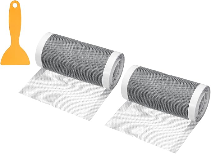 uxcell 2Pcs Disposable Shower Drain Cover Hair Catcher, 4.72in x 13.1ft Self Adhesive Mesh Hair Stopper with Removal Tool for Bathroom Kitchen Linear