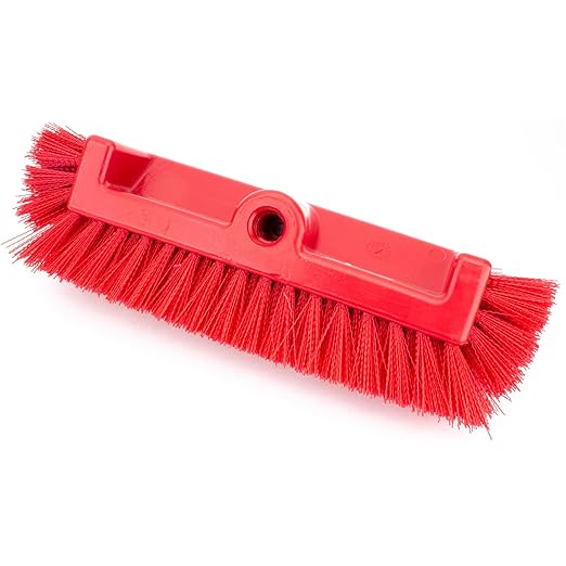 SPARTA Multi-Level Tile Scrub Brush 12" Wide Brush Head, Heavy-Duty Tile Cleaning Brush with End Bristles for Commercial Tiles, Tubs and Floor, Plastic, 12 Inches, Red, (Pack of 12)